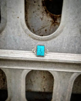 RTS - Sterling Silver Rectangle Turquoise Adjustable Ring