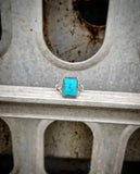 RTS - Sterling Silver Rectangle Turquoise Adjustable Ring