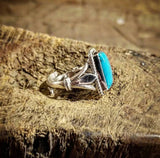 RTS - Sterling Silver Rectangle Turquoise Adjustable Ring