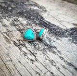 RTS - Sterling Silver Turquoise Triangle Earrings