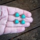 RTS - Sterling Silver Turquoise Triangle Earrings