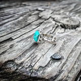 RTS - Sterling Silver Square Turquoise Adjustable Ring - Dots