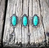 RTS - Weekender Turquoise Adjustable Fashion Ring - Oval Southwest Edge