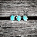 RTS - Weekender Turquoise Adjustable Fashion Ring - Oval Dot Edge