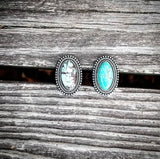 RTS - Weekender Turquoise Adjustable Fashion Ring - Oval Double Edge