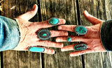 RTS - Weekender Turquoise Adjustable Fashion Ring - Oval Dot Edge