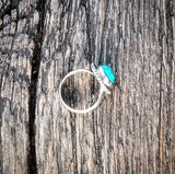 RTS - Sterling Silver Round Turquoise Adjustable Ring - Double Edge