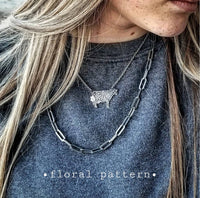 Hand Stamped Cow Necklace - Brand