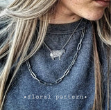 Hand Stamped Cow Necklace - Scroll