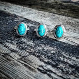 RTS - Sterling Silver Oval Turquoise Adjustable Ring - Lines