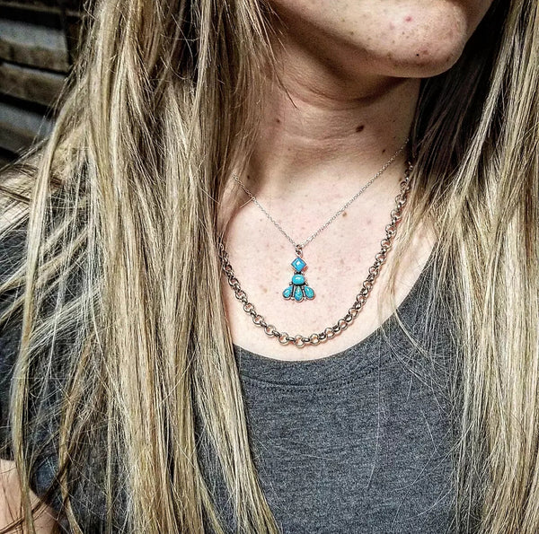 RTS - Turquoise and Sterling Silver Necklace - The Drop Pendant