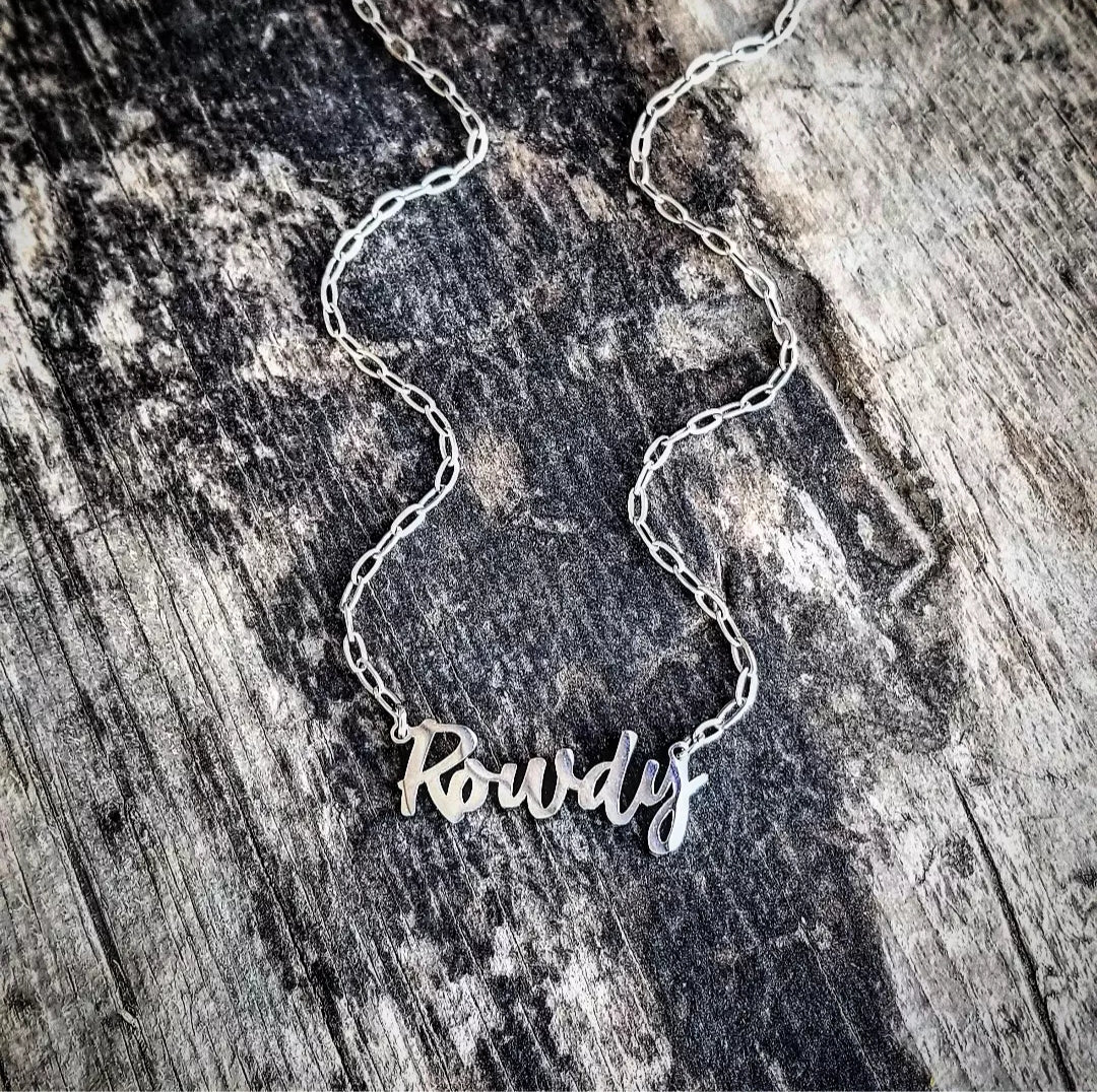 Word Rowdy RTS - Word Necklace - Rowdy in Casual Font – Buffalo Wild Co