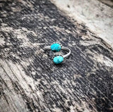 RTS - Sterling Silver 2 Stone Oval Adjustable Ring - Turquoise