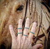 RTS - Sterling Silver Turquoise Stacker Band Ring - Small Stone