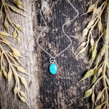 RTS - Turquoise and Sterling Silver Necklace - Oval Drop Pendant