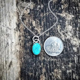 RTS - Turquoise and Sterling Silver Necklace - Oval Drop Pendant