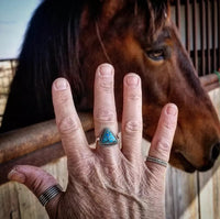 RTS - Sterling Silver Turquoise Straight Edge Triangle Ring - Adjustable