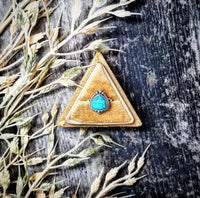 RTS - Sterling Silver Dotted Turquoise Triangle Ring - Adjustable