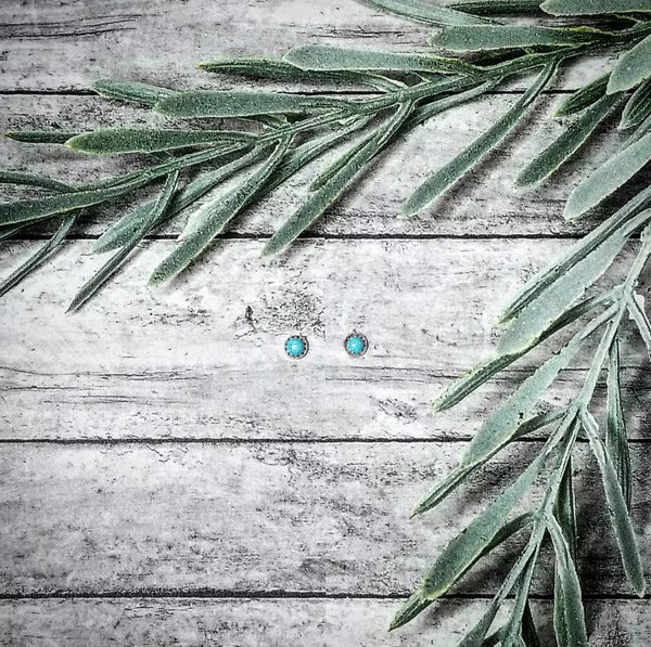 RTS - Sterling Silver Turquoise Dot Studs - The Littles