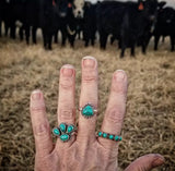 RTS - Sterling Silver Turquoise Stacker Band Ring - Large Stone