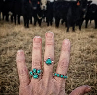 RTS - Sterling Silver Dotted Turquoise Triangle Ring - Adjustable