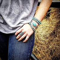 RTS - Weekender Turquoise Adjustable Fashion Bracelet - XL Stone with Design
