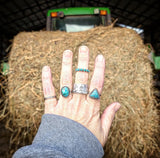 RTS - Sterling Silver Turquoise Straight Edge Triangle Ring - Adjustable