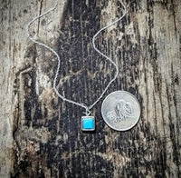 RTS - Turquoise and Sterling Silver Necklace - Dainty Square