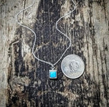 RTS - Turquoise and Sterling Silver Necklace - Dainty Square