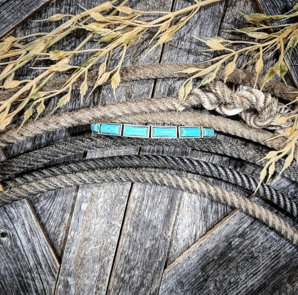 RTS - Weekender Turquoise Fashion Cuff - Rectangle Row