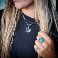 RTS - Sterling Silver Turquoise Ring - Rectangle with Dots