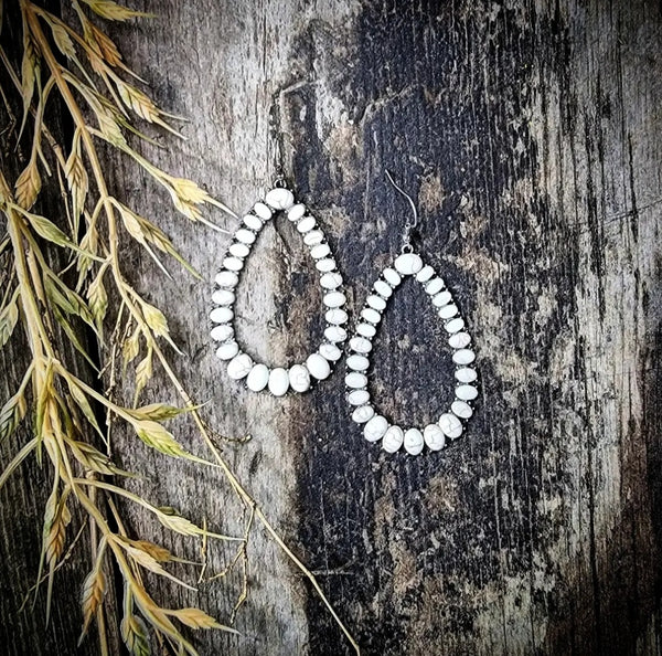 RTS Weekender Pendant Earrings White Buffalo Teardrop