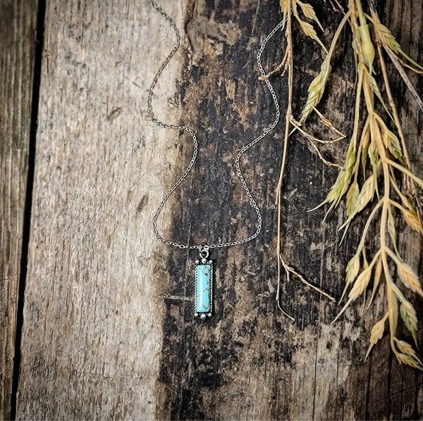 RTS - Weekender Turquoise Fashion Necklace - Rectangle Drop