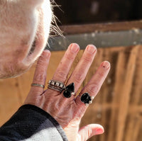 RTS - Sterling Silver Onyx Adjustable Ring - The Point