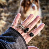 RTS - Sterling Silver Onyx Adjustable Ring - The Point
