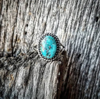 RTS - Oval Rope Edge Turquoise Ring